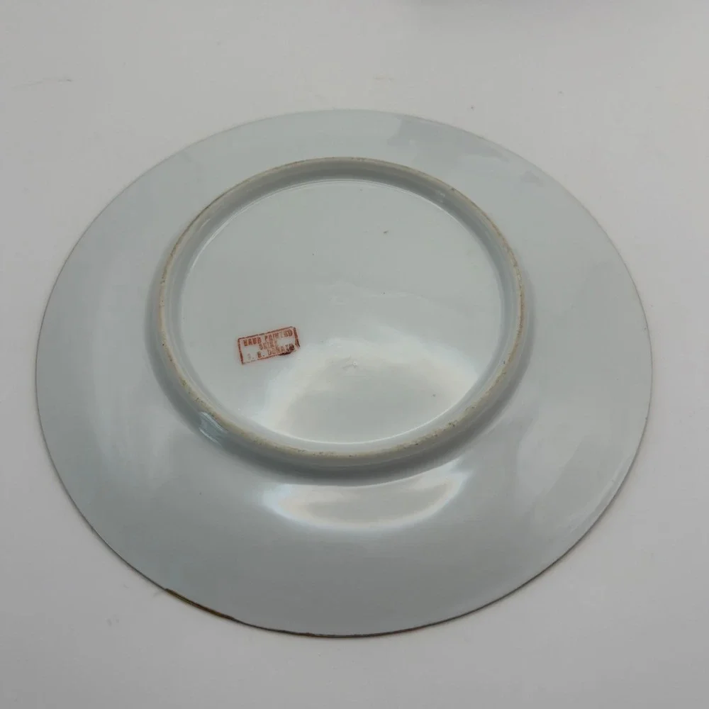 Vintage Hand Painted Plum Fruit Gold Trim Decorative Bread Plate 7